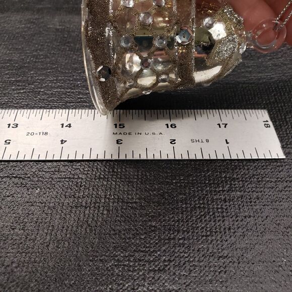 Vintage Mercury Glass Bell Ornament 3" Hand Blown Silver Sugared Design - Picture 8 of 8